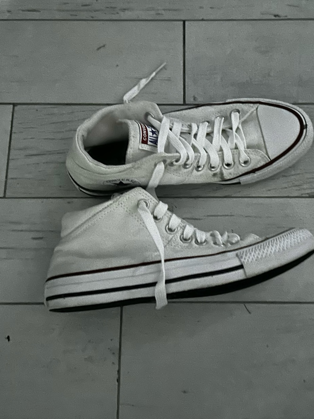 Converse White High-Top Kids Sneakers with Black Stripe